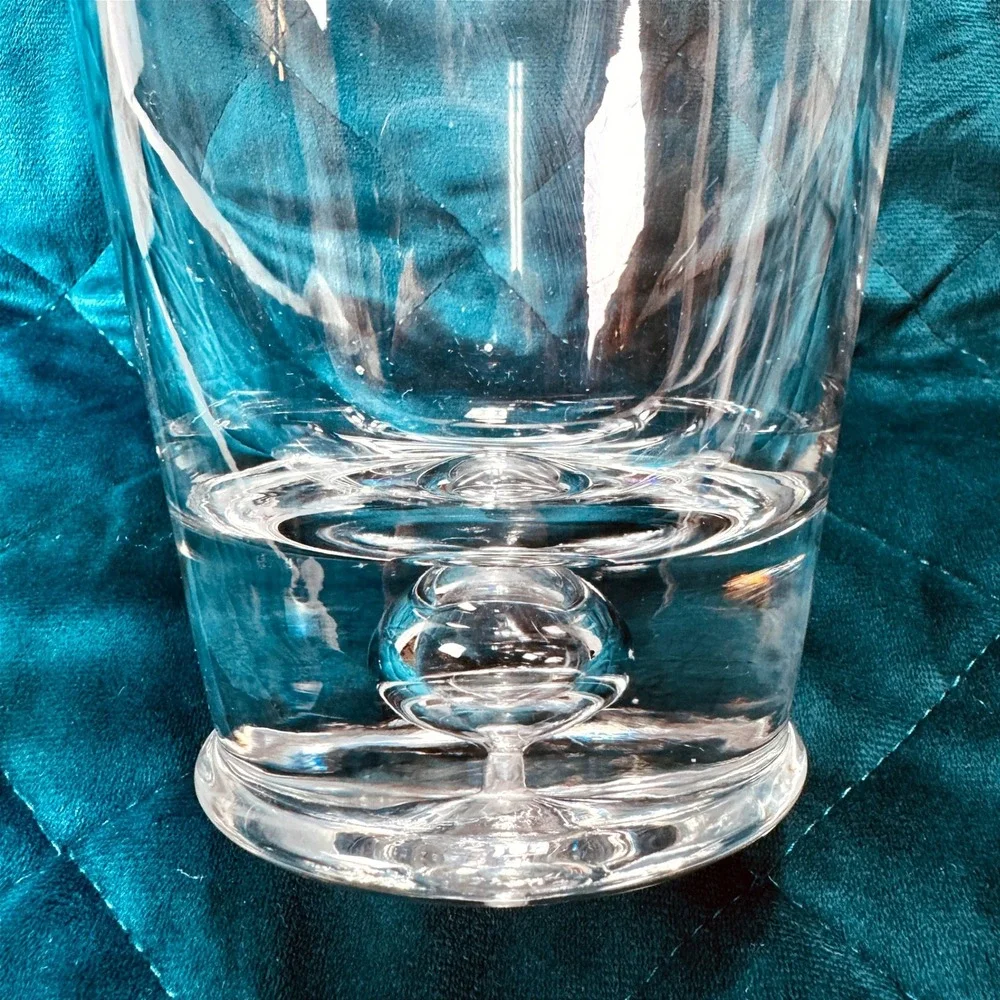 Vtg.‎ Heavy Art Glass Crystal Clear Vase Controlled Bubble Base MCM Flare Blown